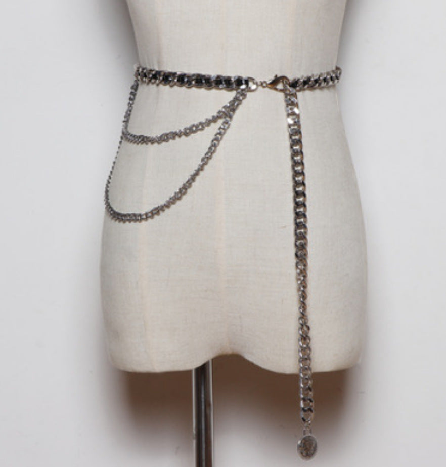 Korean Version Of All-match Waist Rope Metal Braided Waist Chain Female Thin Belt Decoration