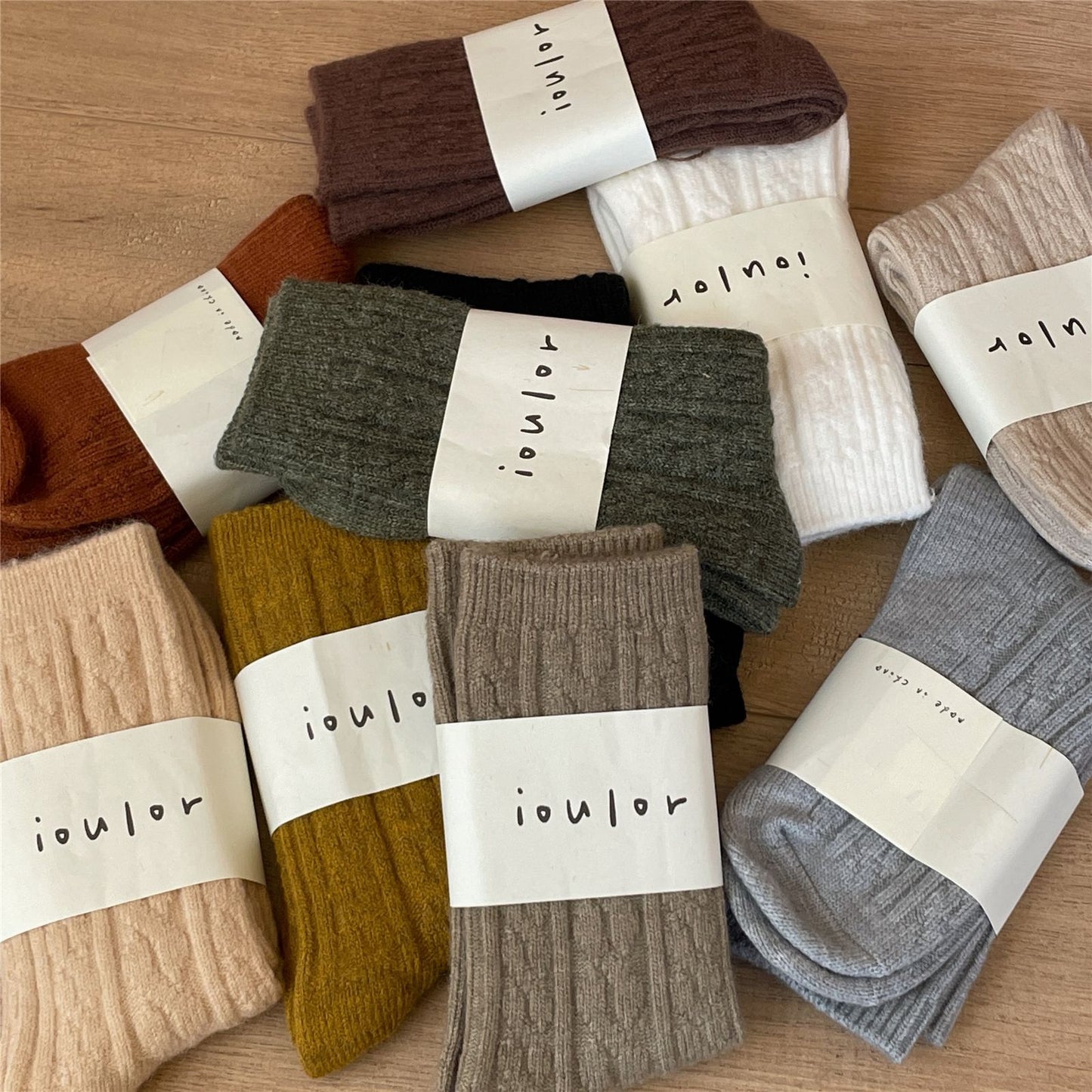 Warm And Thick Japanese Pile Socks Solid Color Mid-tube Socks