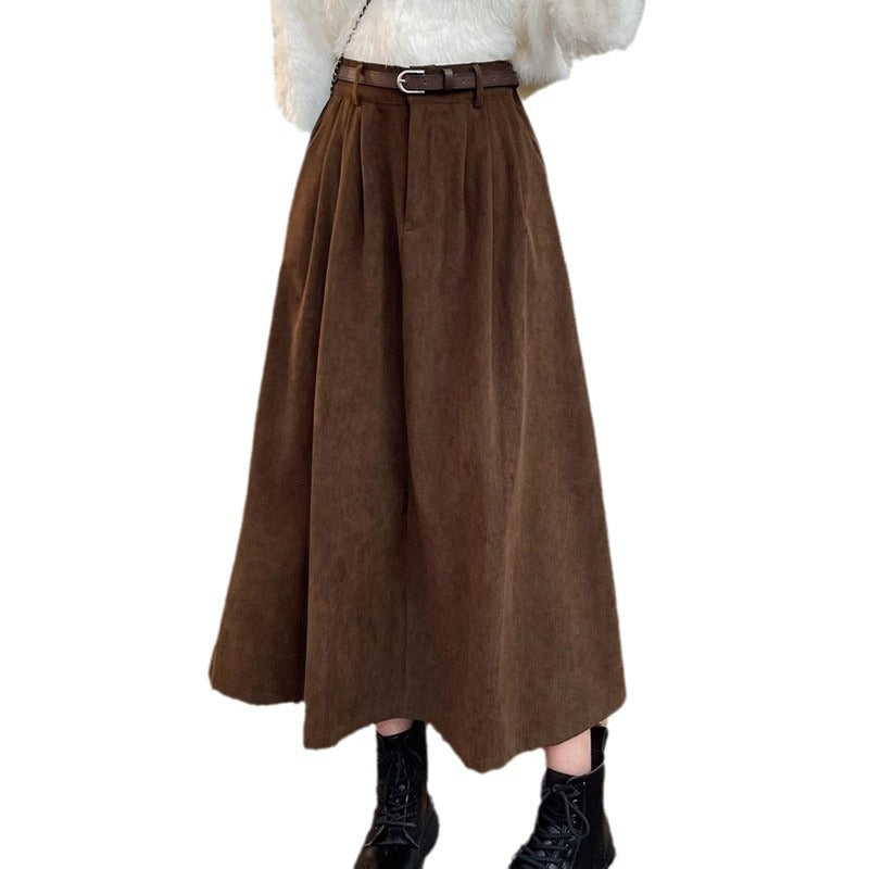 Women's Autumn And Winter High Waist Slimming Long Retro Cover Big Hem A- Line Skirt