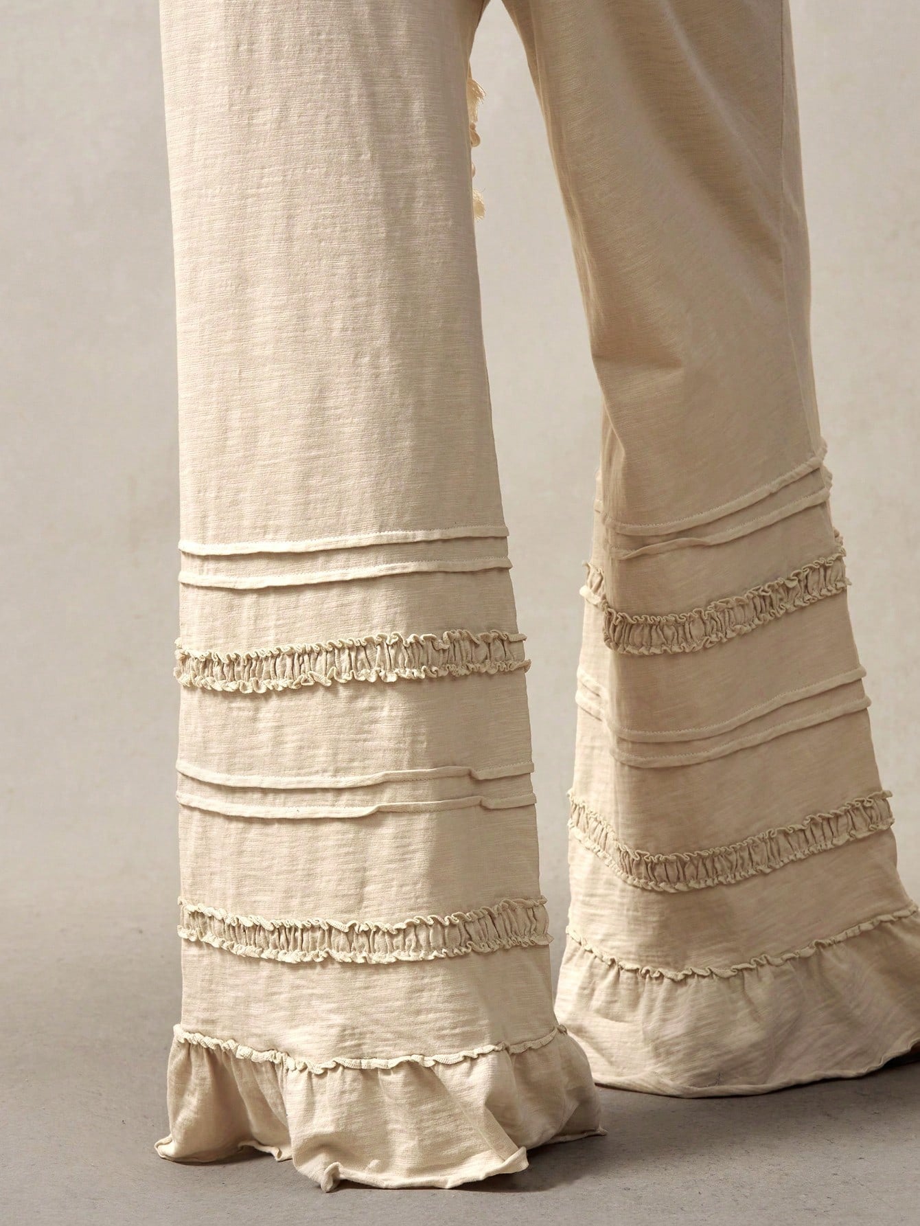 Solid Color High Waisted Flared Leg Knitted Pants