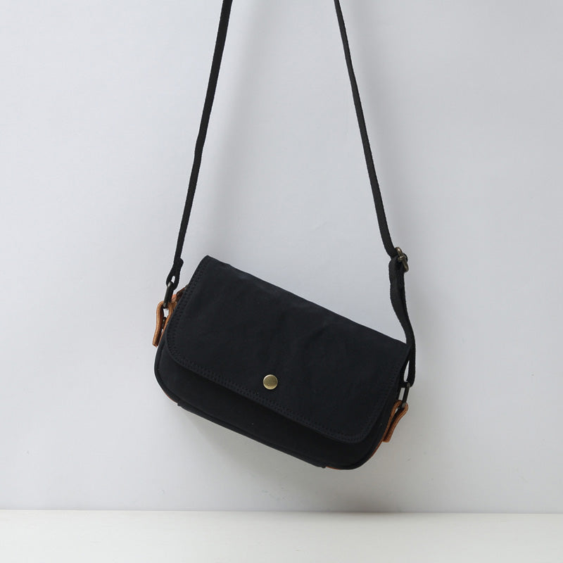 Canvas With Leather Small Single Shoulder Crossbody Bag Female