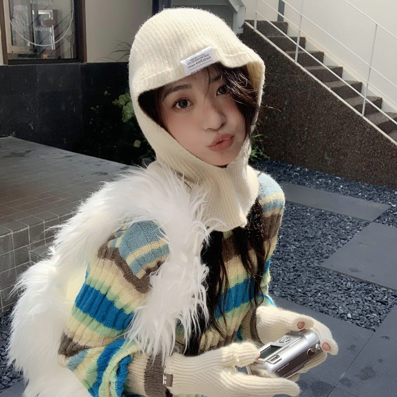 Knit Hat With A Bib