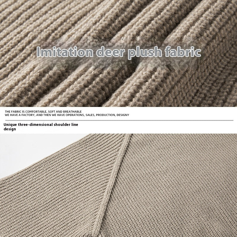 Three-dimensional Shoulder Line Design Round Neck Texture Thick Needle Sweater