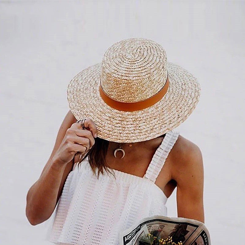 New Outdoor Travel Sunscreen Flat Top Straw Hat