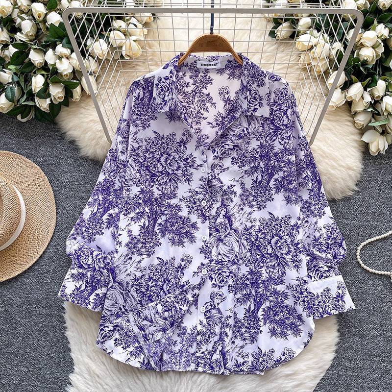 Lazy Style Niche Versatile Loose Casual Printed Shirt