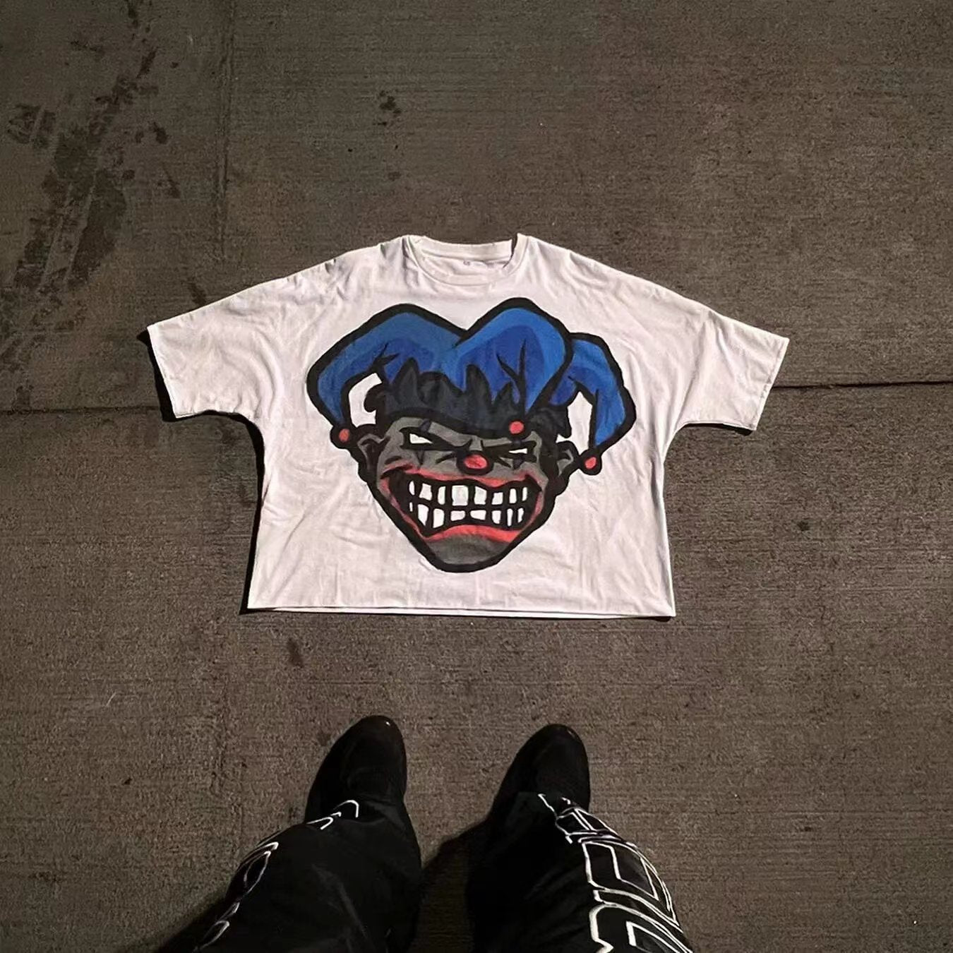 Cartoon Print Hip Hop Harajuku Casual Round Neck T-shirt Gothic Short Sleeve