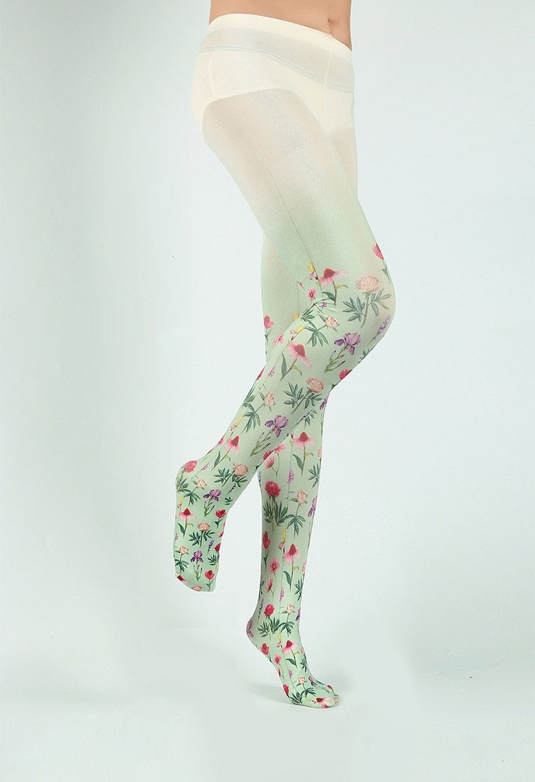 Pastoral Style Gradient Printing Women's Pantyhose