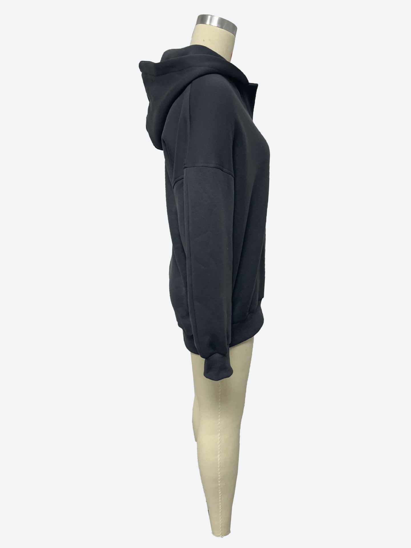 Fleeceforet hættetrøje med print, lange ærmer og basic all-matching sweater