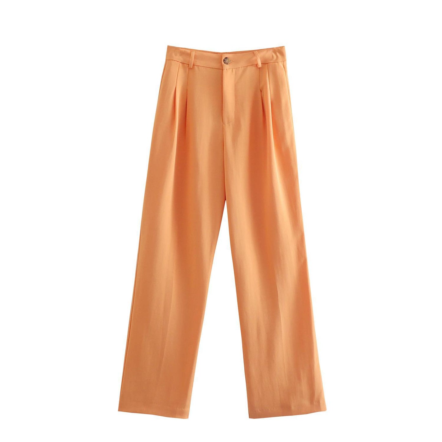 Pleated Suit Pants High Waist Straight Trousers
