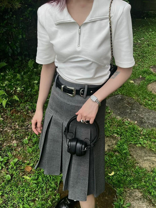 New High Waist Suit Half-length Pleated Skirt For Women