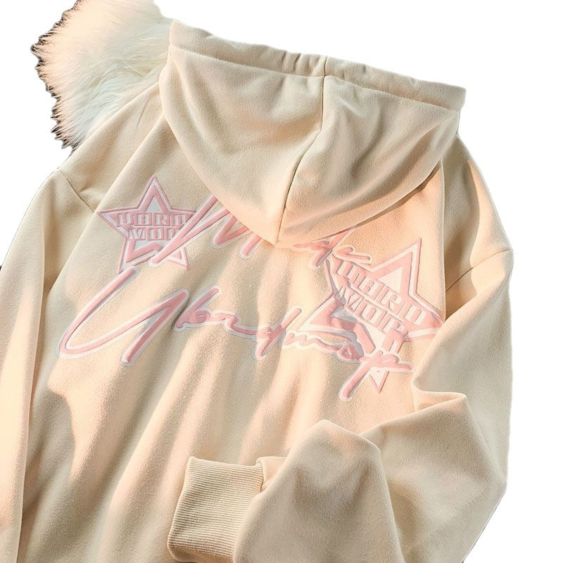 Letter Printed Patchwork Cardigan Sweater For Women