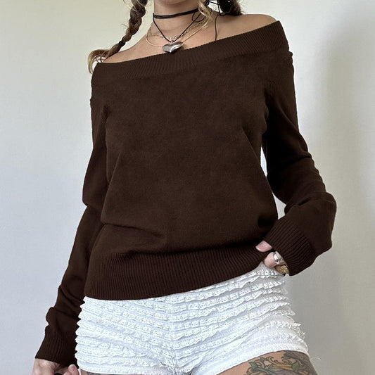 Solid Color Wide Collar Two-way Sweater