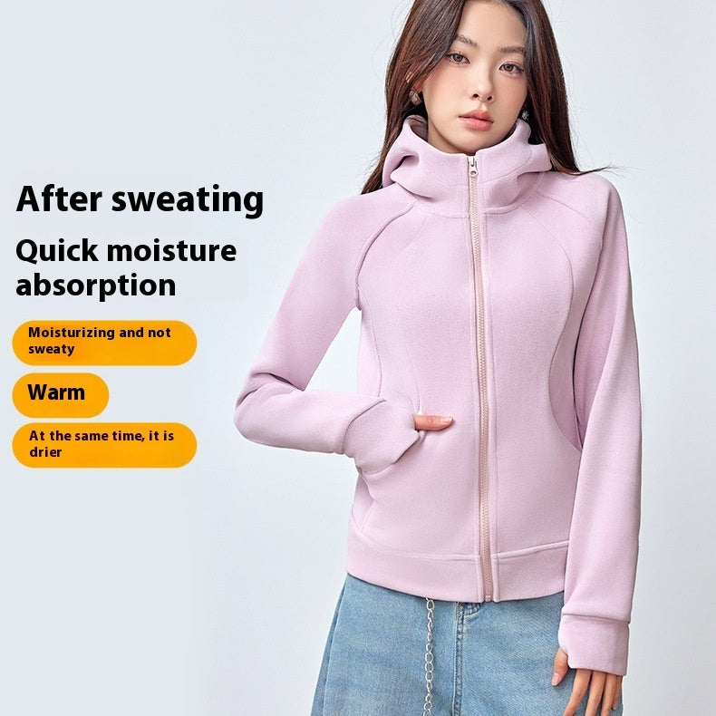 Hooded Sweater Double-sided With Velvet Cardigan Zipper Coat