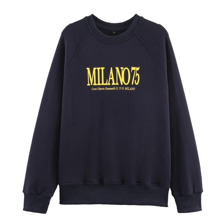 Sweatshirt til kvinder med rund hals og print