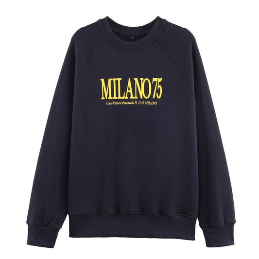 Sweatshirt til kvinder med rund hals og print