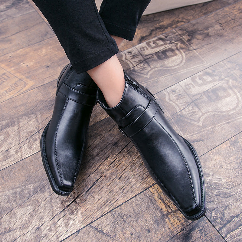 Men's Casual Personality Korean High Top Martin Leather Shoes