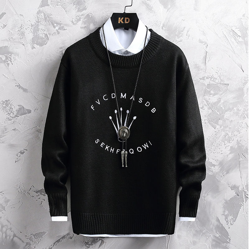 Herre rundhalset løs basis sweater