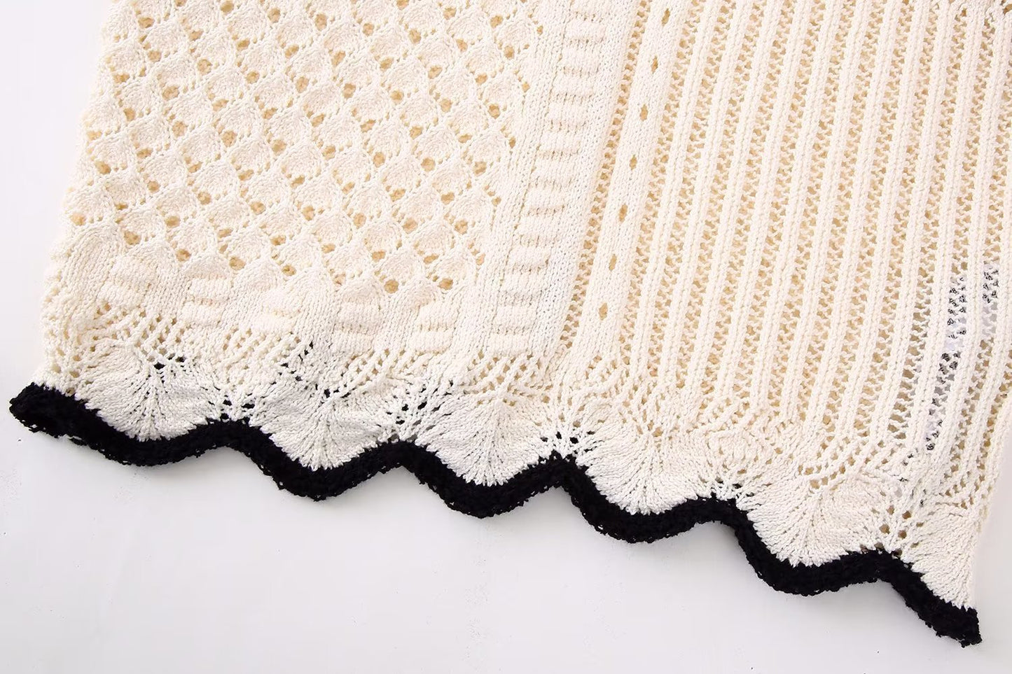 Laminated Decorative Jacquard Mesh Knitted Vest
