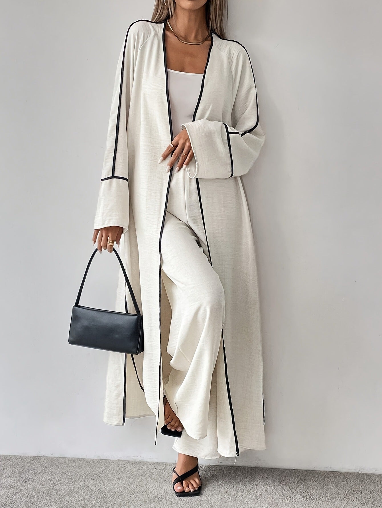 Moderigtig Elegant Enkel Langærmet Cardigan Til Kvinder, Lang Jakkesæt