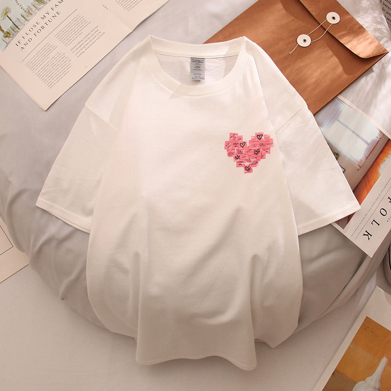 Summer New Printed Alphabet Cartoon Couple Short-sleeved T-shirt Men And Women