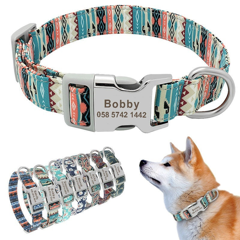 Dog Tag Anti-lost Adjustable Semi-metal Release Buckle Medium And Large