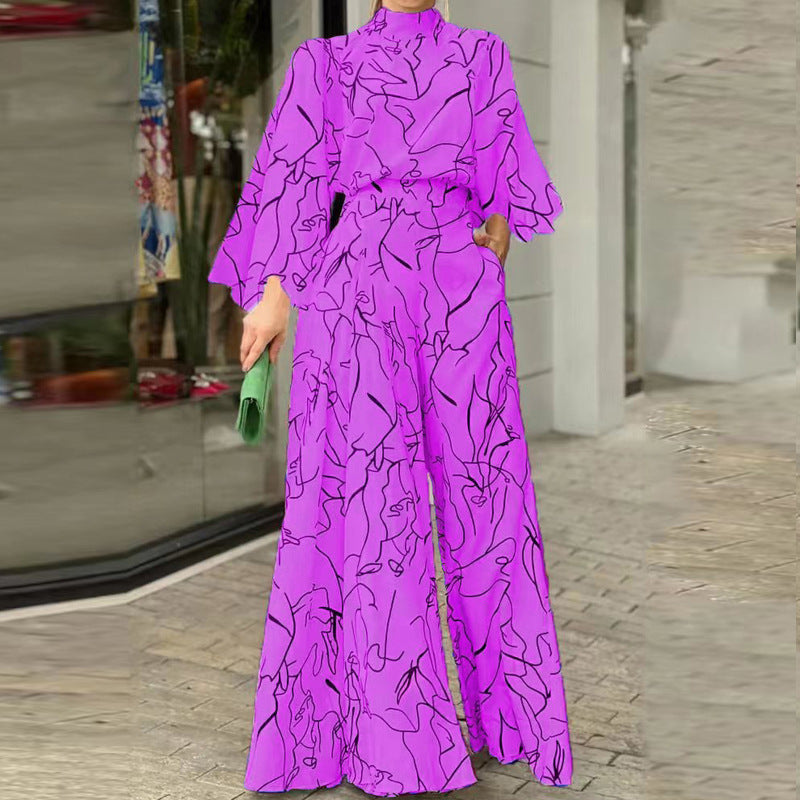 Elegant stribet jumpsuit til kvinder med nyt print