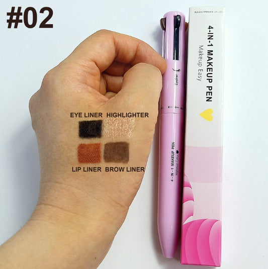 Multifunctional Cosmetic Brush Four-color 4-color Lip Liner Highlight Eyeliner Eyebrow Pencil
