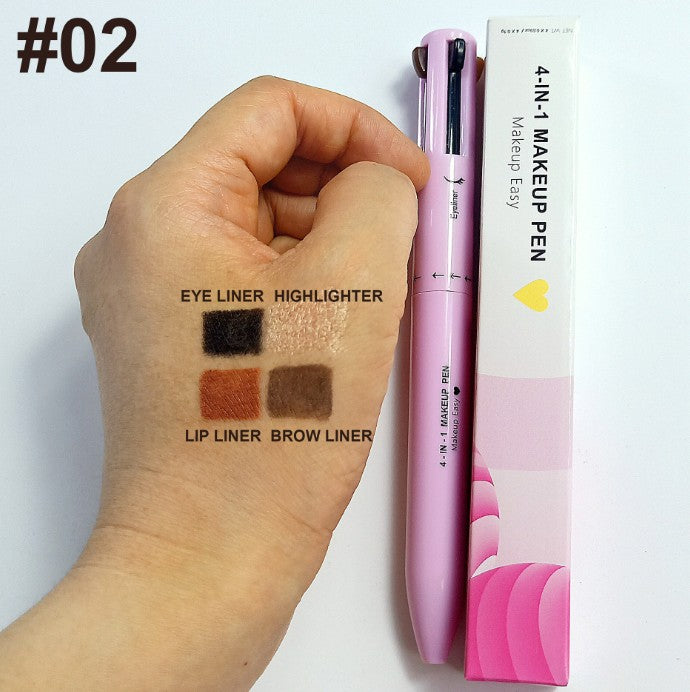 Multifunctional Cosmetic Brush Four-color 4-color Lip Liner Highlight Eyeliner Eyebrow Pencil