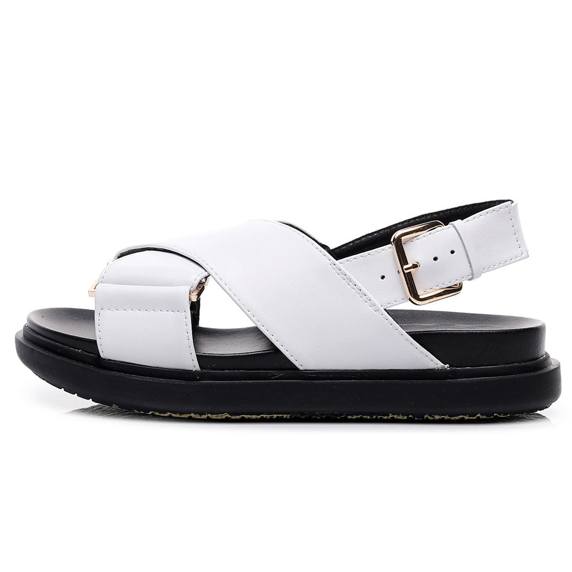 Women's Cross Sandals Hemp Rope Flat Shoes Platform Fish Mouth Sandals