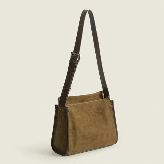 Vintage Suede Commuter One Shoulder Bucket Bag