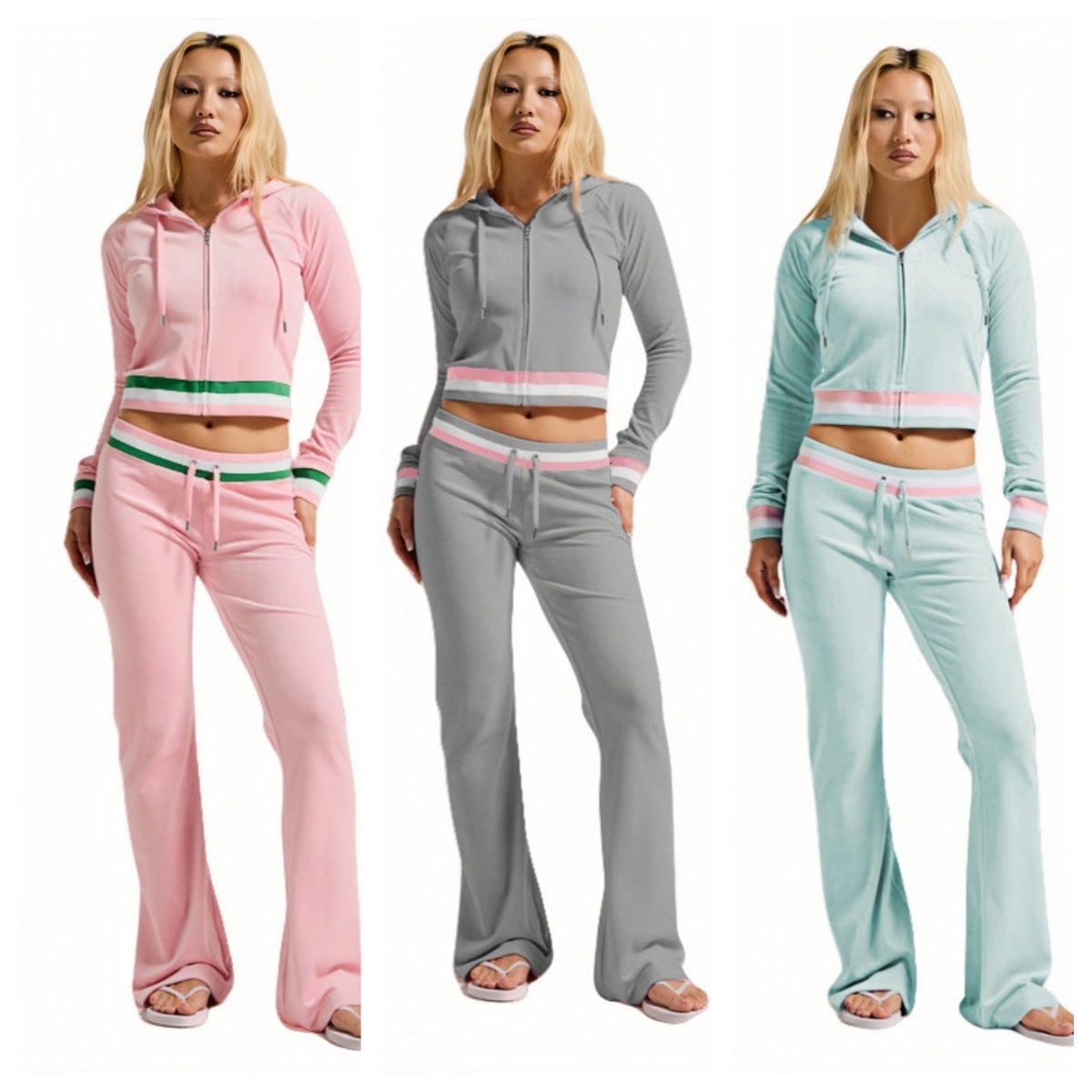 Silver Fox Fleece Hooded Cardigan Two-Piece Set