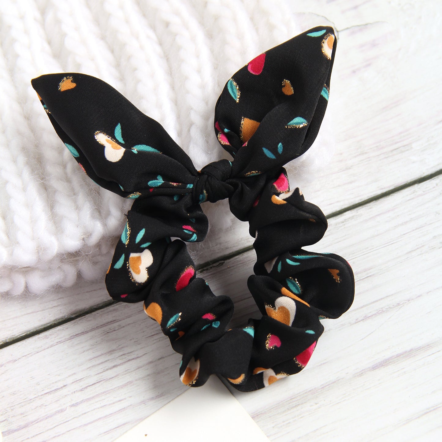 Phnom Penh Heart Shape Printed Rabbit Ears Headdress Hair Rope