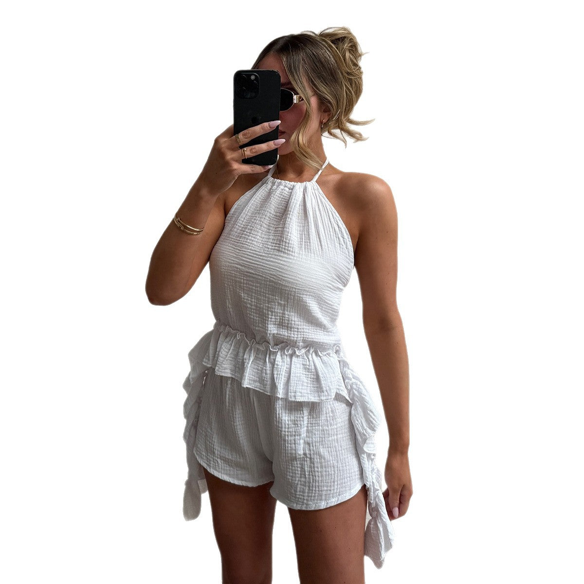 SpringSummer Sexy Slim It Backless Fringe Shorts Set