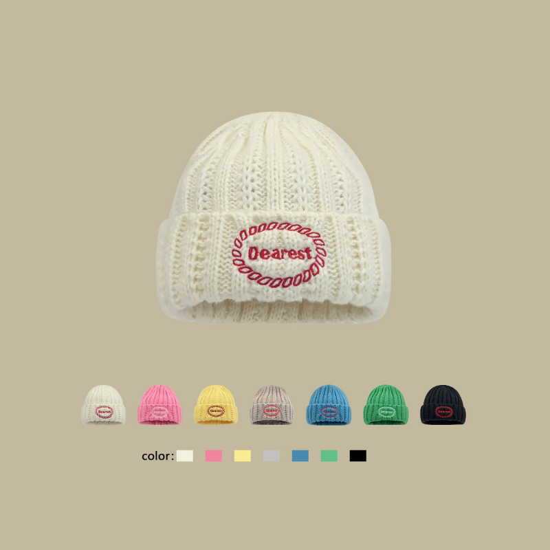 Women's Korean Letter Embroidery Wool Hat