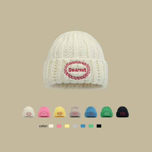 Women's Korean Letter Embroidery Wool Hat