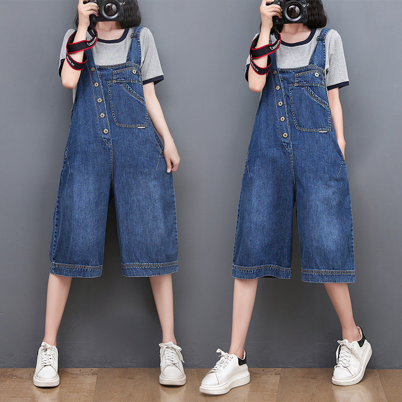 New Large Size Denim Overalls Loose And Slim