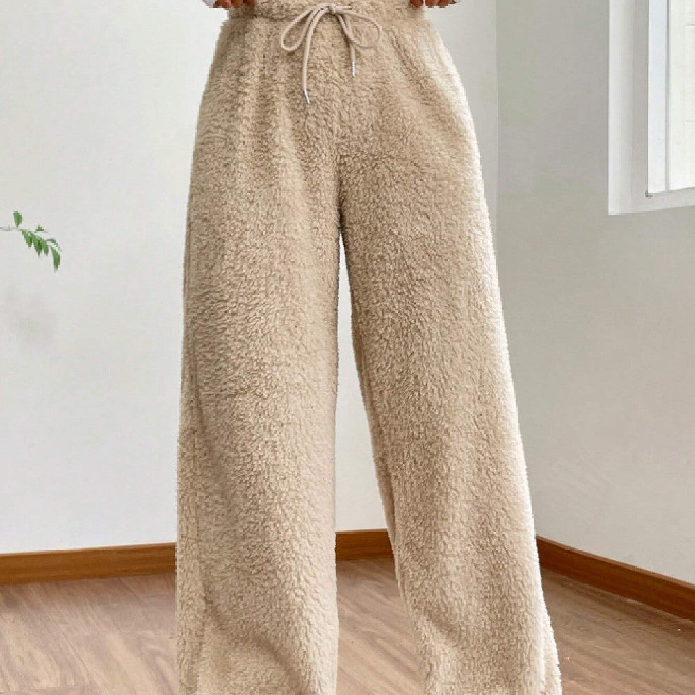 Plush Casual Loose Soft Wool Warm Home Pants