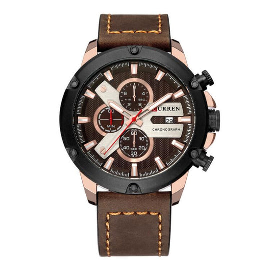 Men's Six-Hands Calendar Waterproof Belt Quartz Watch