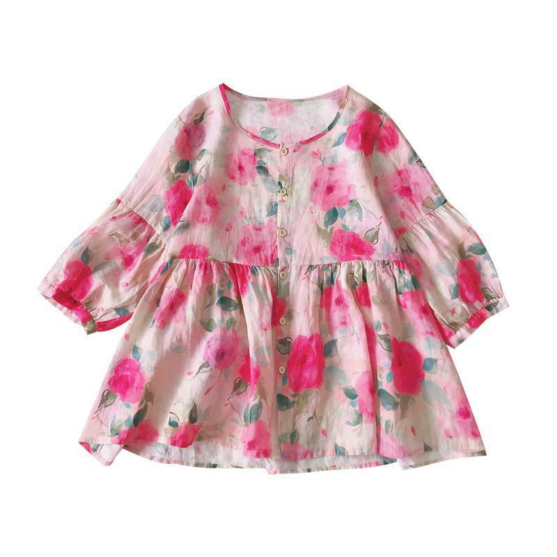Doll-krave Top Sommer Nyhed Løstsiddende Vintage Bluse med Pufærmer
