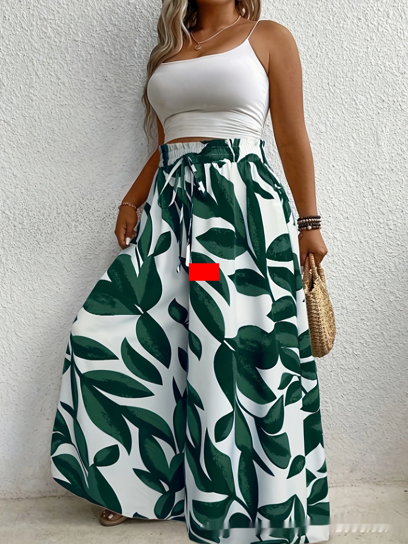 Stylish Plus-size Versatile Casual Elegant Floral Wide-leg Pants
