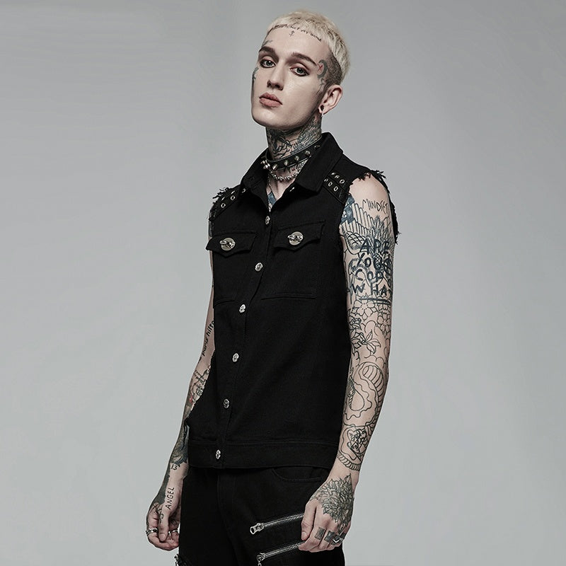 Simple Wind Black Vest Men's Coat