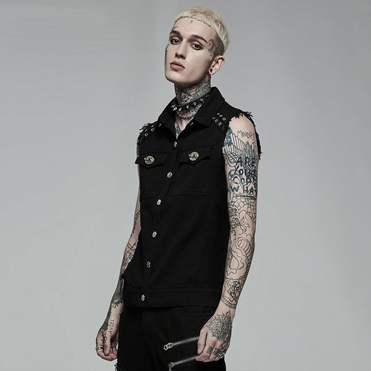 Simple Wind Black Vest Men's Coat