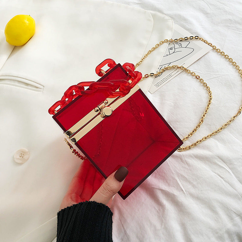Korean Acrylic Transparent Ins Chain Messenger Bag