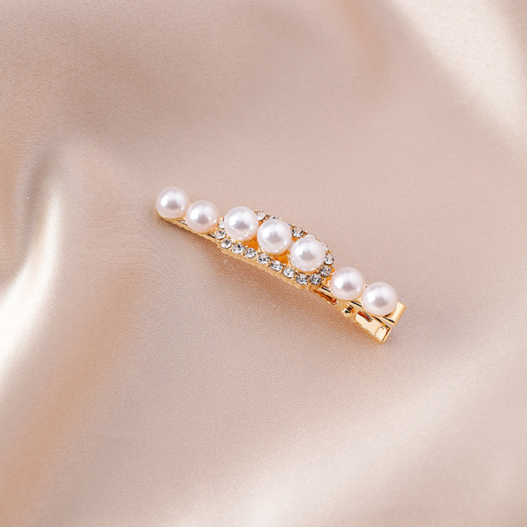 Pearl hairpin net red edge clip practical love crown bangs clip