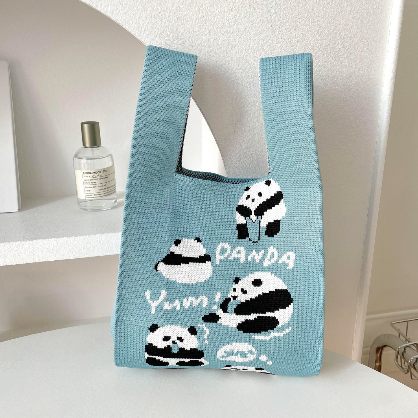Vesttaske Strikket Sød Panda Skuldertaske