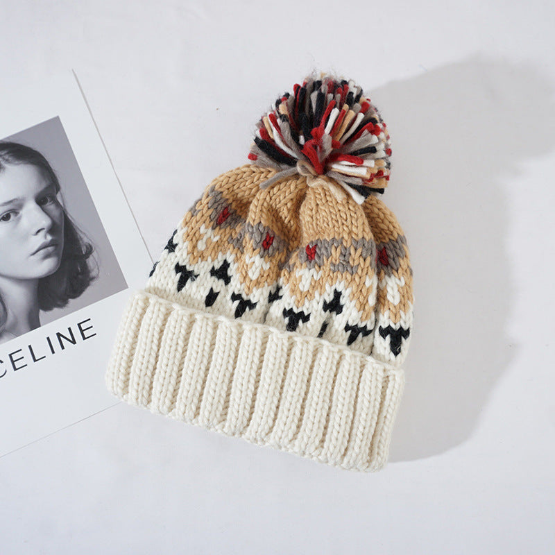 Fashionable Age Reducing Cute Fur Ball Knitted Hat