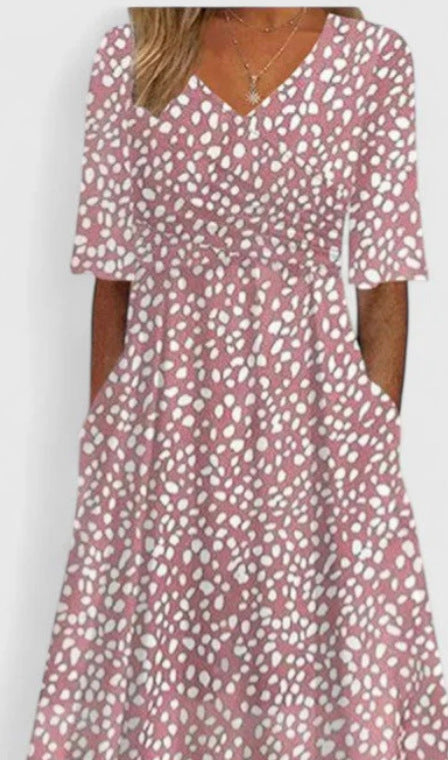 Printed European And American Style Summer Casual Loose Long-Sleeve Dress