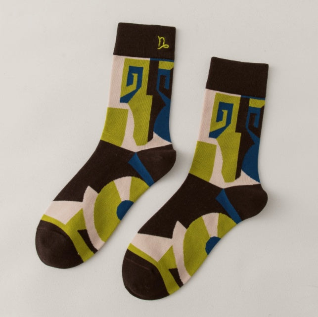 12Constellations Embroidered Socks Autumn And Winter