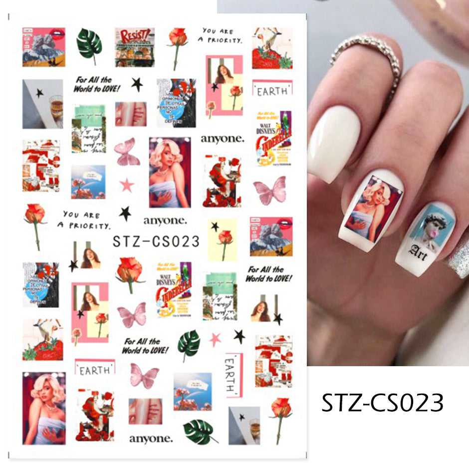 Facebook English Letters Fruit Graffiti Flame 3D Adhesive Stickers