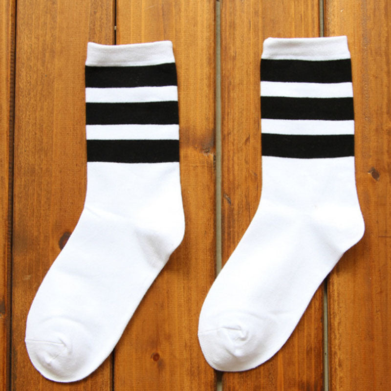 Cotton three bar striped socks